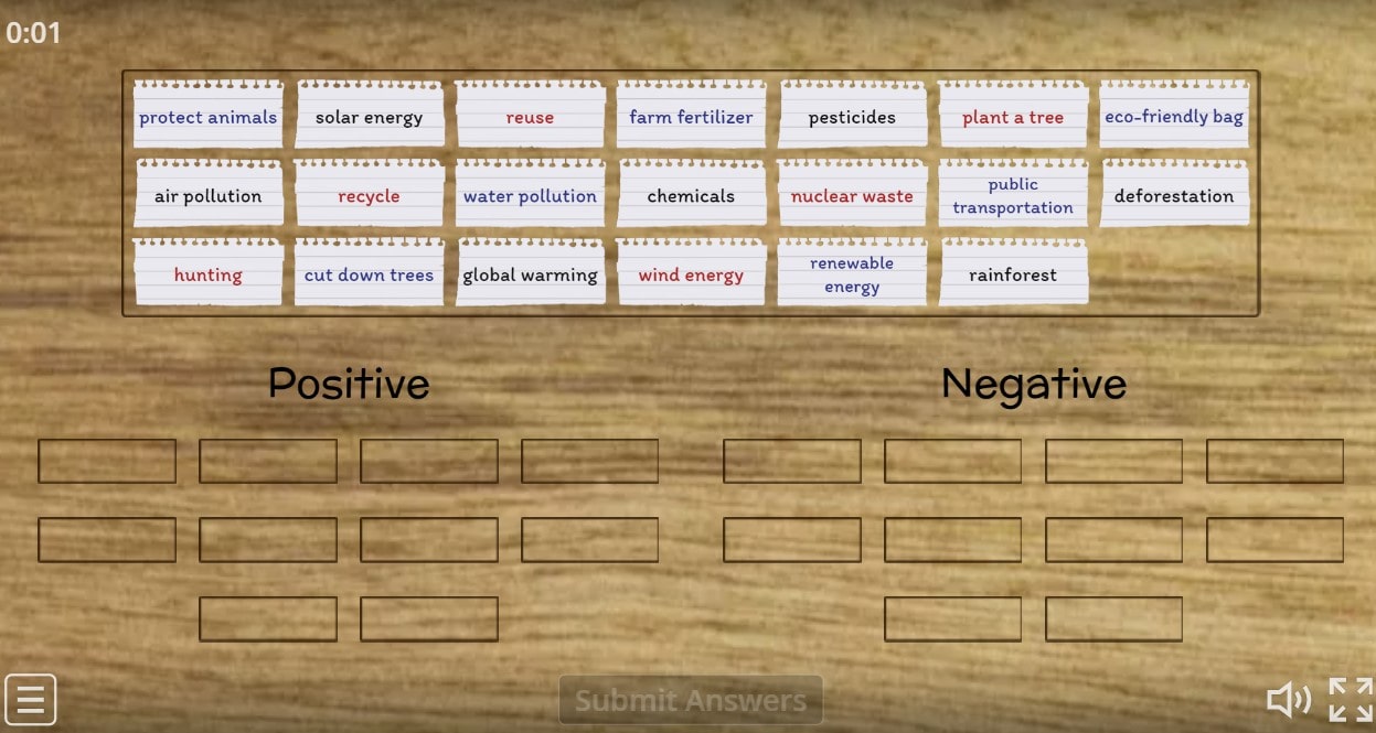 7.9 Environment - Positive & Negative  (7. Sınıf 9. Ünite Kelime Oyunları)